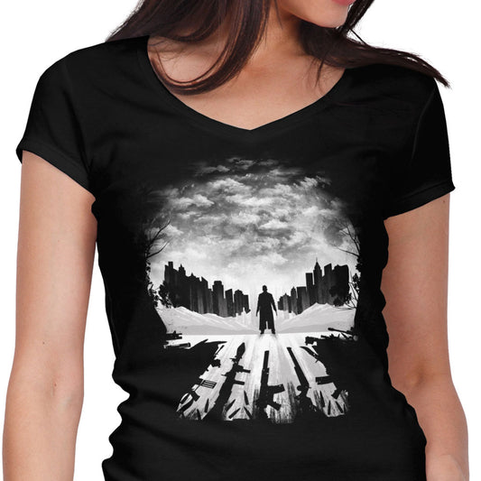 Skull City Silhouette - Women's V-Neck