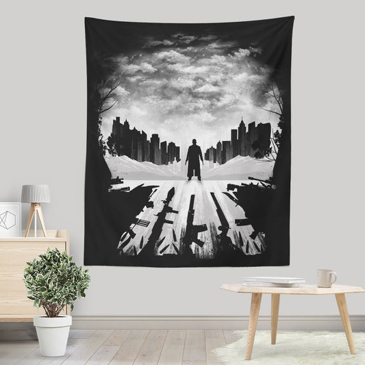 Skull City Silhouette - Wall Tapestry