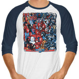 Spiders vs. Symbiotes - 3/4 Sleeve Raglan T-Shirt