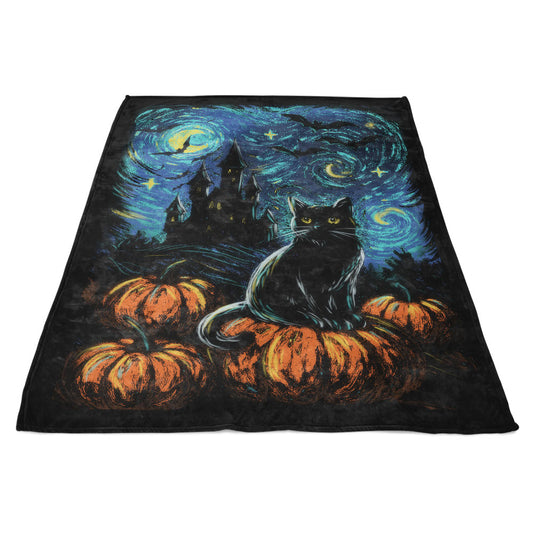Starry Black Cat - Fleece Blanket