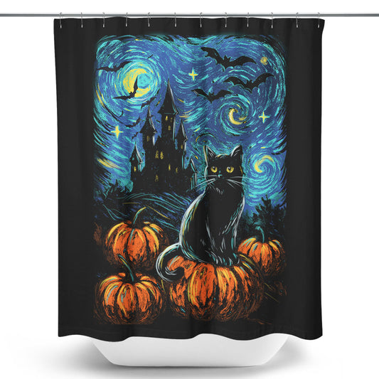 Starry Black Cat - Shower Curtain