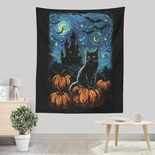 Starry Black Cat - Wall Tapestry