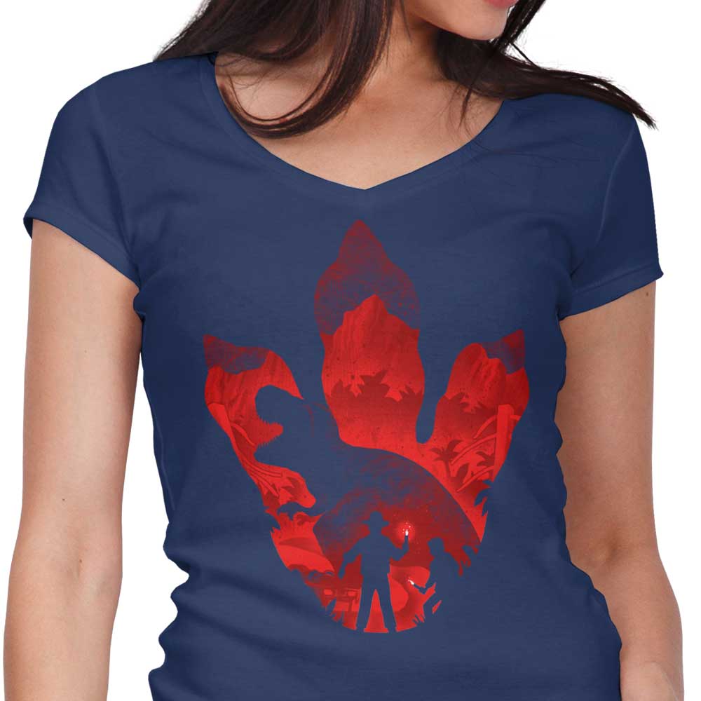 T-Rex Footprint - Women's V-Neck