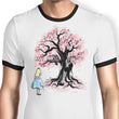 The Cheshire's Tree Sumi-e - Ringer T-Shirt
