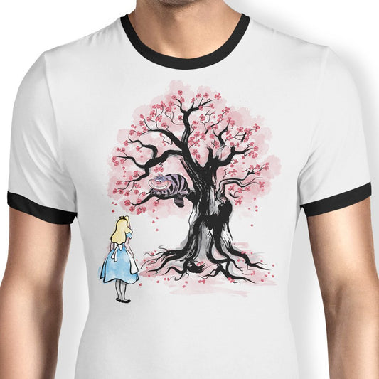 The Cheshire's Tree Sumi-e - Ringer T-Shirt