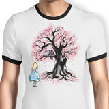 The Cheshire's Tree Sumi-e - Ringer T-Shirt
