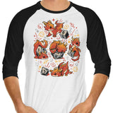 Tiny Dragon Dice - 3/4 Sleeve Raglan T-Shirt