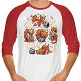 Tiny Dragon Dice - 3/4 Sleeve Raglan T-Shirt