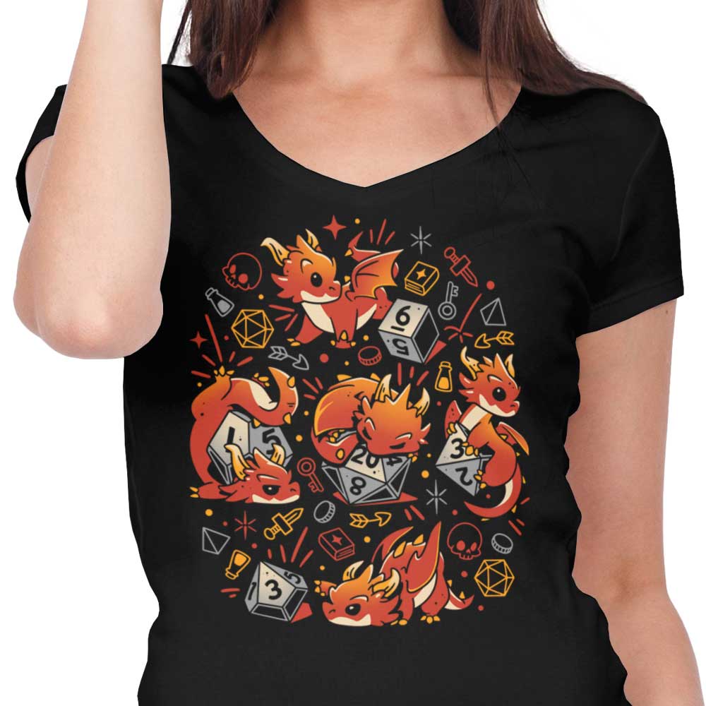 Tiny Dragon Dice - Women's V-Neck