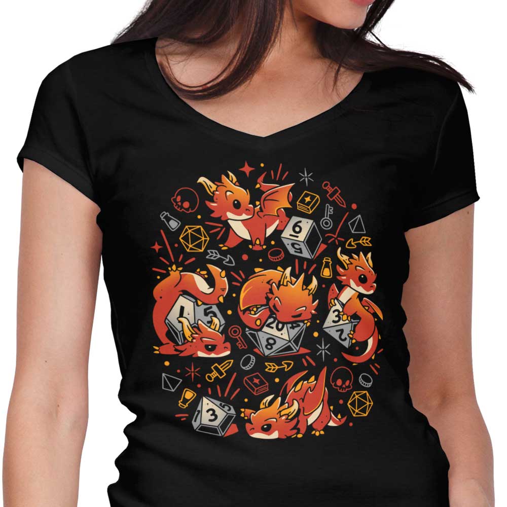 Tiny Dragon Dice - Women's V-Neck