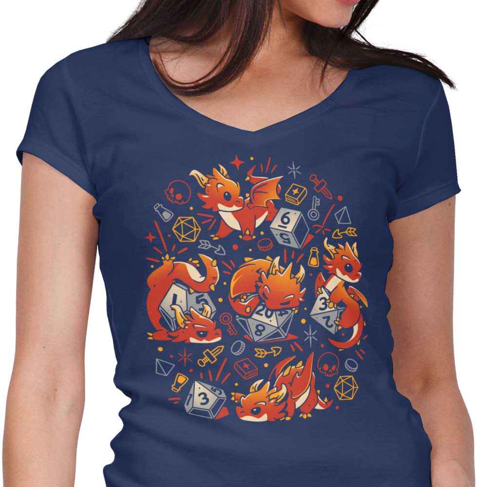 Tiny Dragon Dice - Women's V-Neck
