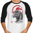 Triceratops Sumi-e - 3/4 Sleeve Raglan T-Shirt