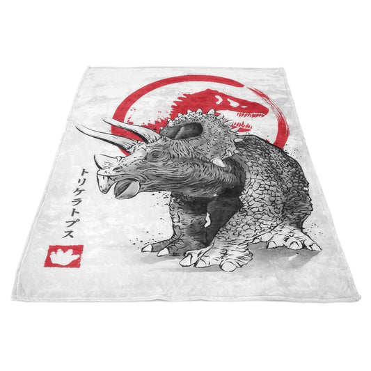 Triceratops Sumi-e - Fleece Blanket