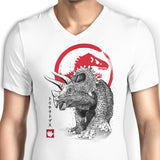 Triceratops Sumi-e - Men's V-Neck