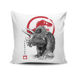 Triceratops Sumi-e - Throw Pillow