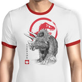 Triceratops Sumi-e - Ringer T-Shirt