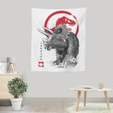 Triceratops Sumi-e - Wall Tapestry