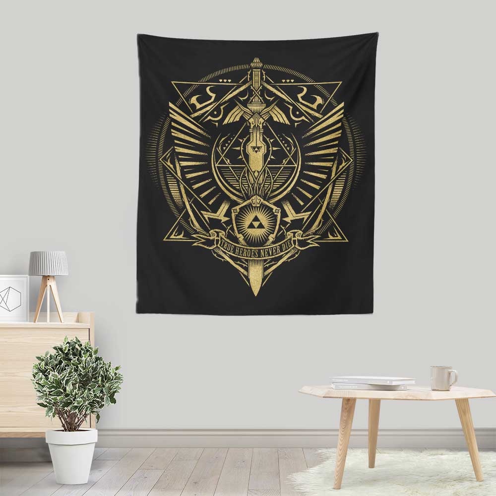 True Heroes Never Die (Gold) - Wall Tapestry