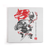 Twilight Wolf Sumi-e - Canvas Print