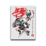 Twilight Wolf Sumi-e - Canvas Print