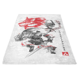 Twilight Wolf Sumi-e - Fleece Blanket