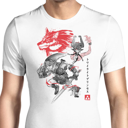 Twilight Wolf Sumi-e - Men's Apparel