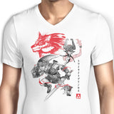 Twilight Wolf Sumi-e - Men's V-Neck