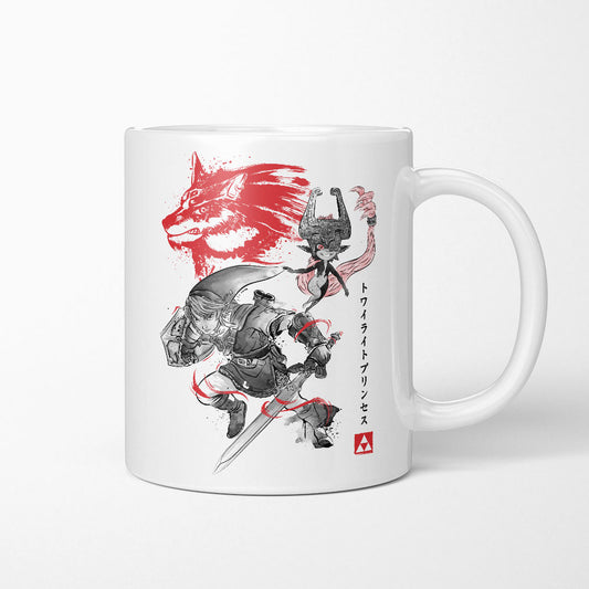Twilight Wolf Sumi-e - Mug
