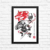 Twilight Wolf Sumi-e - Posters & Prints