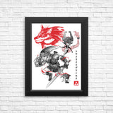 Twilight Wolf Sumi-e - Posters & Prints