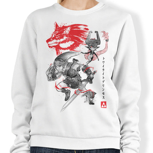 Twilight Wolf Sumi-e - Sweatshirt
