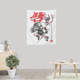 Twilight Wolf Sumi-e - Wall Tapestry