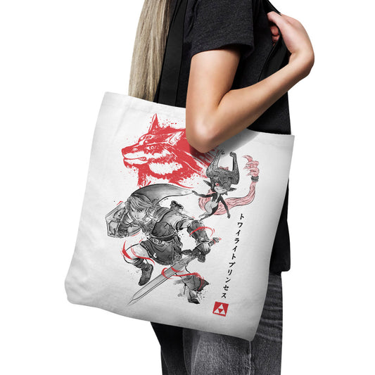 Twilight Wolf Sumi-e - Tote Bag