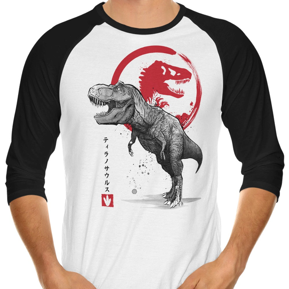 Tyrannosaurus Sumi-e - 3/4 Sleeve Raglan T-Shirt
