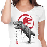 Tyrannosaurus Sumi-e - Women's V-Neck