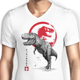 Tyrannosaurus Sumi-e - Men's V-Neck