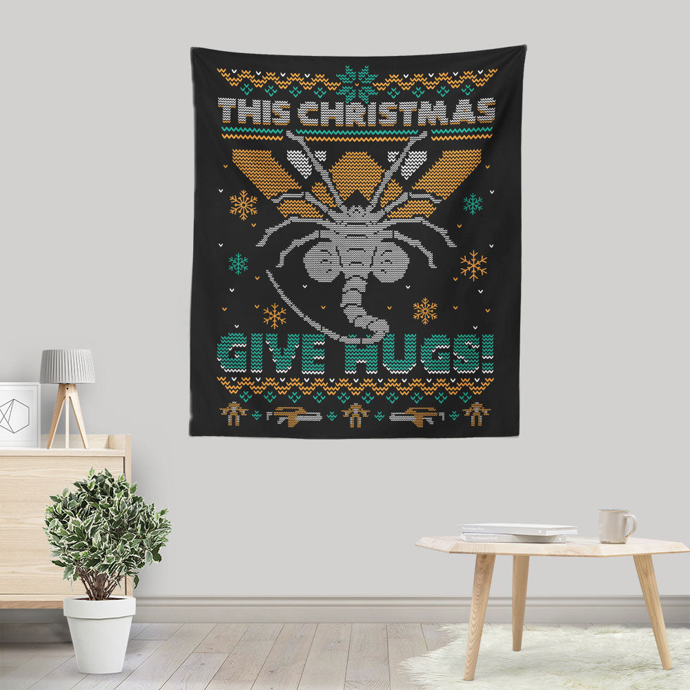 Ugly Xmas Hugs - Wall Tapestry