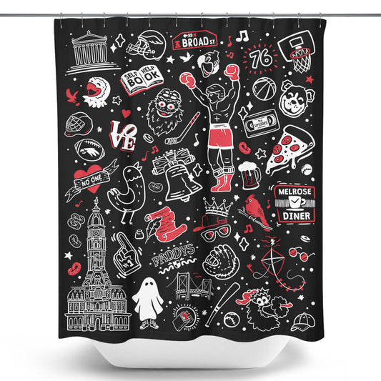 Upsides Doodles - Shower Curtain