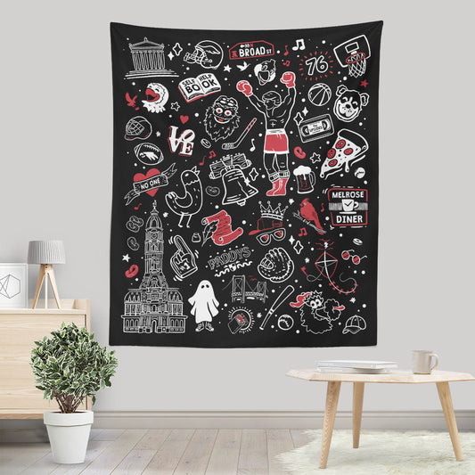 Upsides Doodles - Wall Tapestry