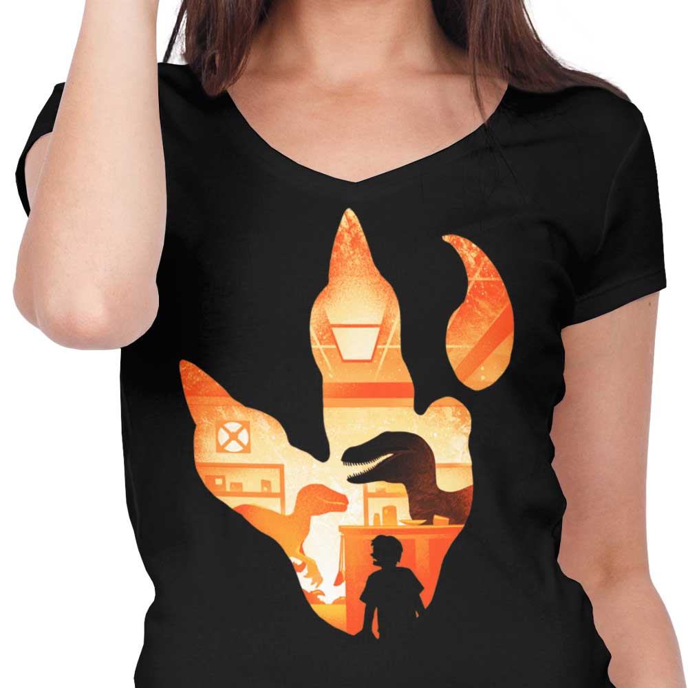 Velociraptor Footprint - Women's V-Neck