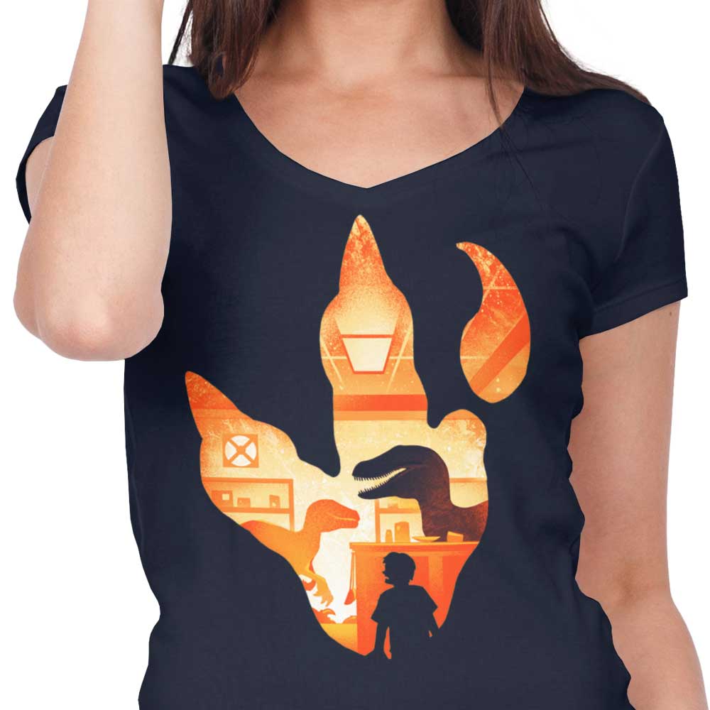Velociraptor Footprint - Women's V-Neck