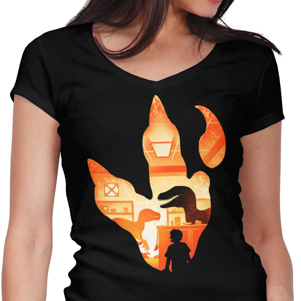 Velociraptor Footprint - Women's V-Neck