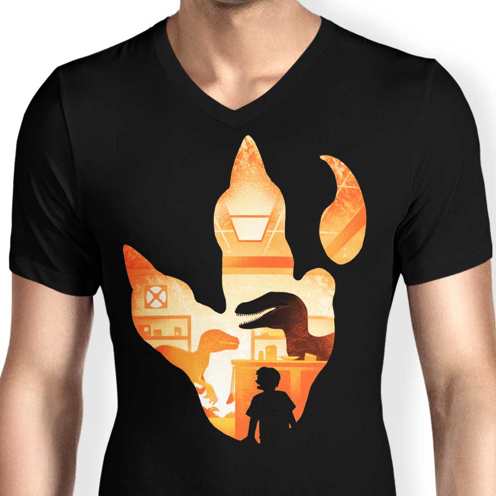 Velociraptor Footprint - Men's V-Neck