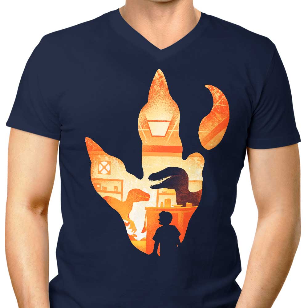 Velociraptor Footprint - Men's V-Neck
