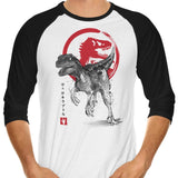 Velociraptor Sumi-e - 3/4 Sleeve Raglan T-Shirt