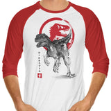 Velociraptor Sumi-e - 3/4 Sleeve Raglan T-Shirt