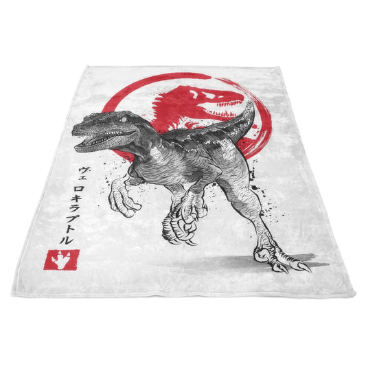Velociraptor Sumi-e - Fleece Blanket