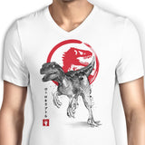 Velociraptor Sumi-e - Men's V-Neck