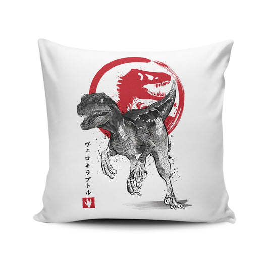 Velociraptor Sumi-e - Throw Pillow