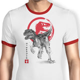 Velociraptor Sumi-e - Ringer T-Shirt